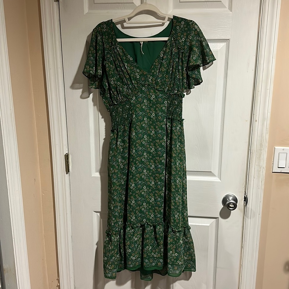 Green, floral dress Max Studio dress.